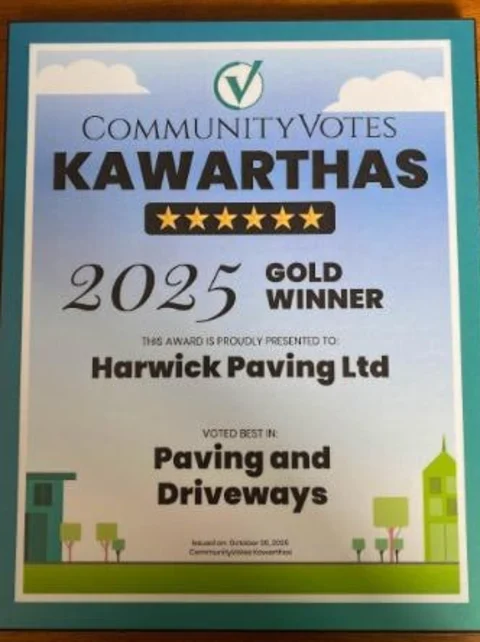 CommunityVotes Kawarthas 2025 Gold Winner — Harwick Paving Ltd., Voted Best in Paving and Driveways